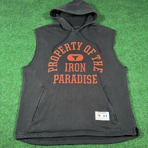 Under Armour Project Rock Hoodie Iron Paradise Sleeveless Black Mens 2XL